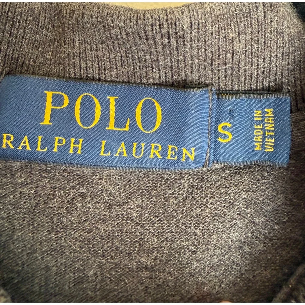 Polo Ralph Lauren Mens Gray Cotton Short‎ Sleeve Polo Shirt Purple Pony Logo S